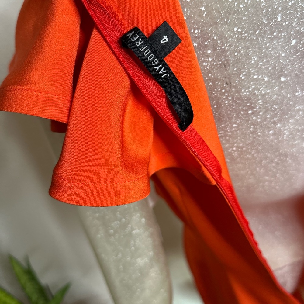 Jay Godfrey Orange Sleeveless Ruffle Collar Mini Dress. New With Tags! Size 4 - Picture 12 of 14